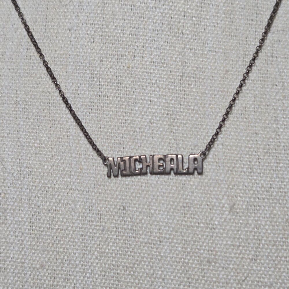 Personalized "Micheala" Nameplate Necklace 925 Sterling Silver 16" Italy